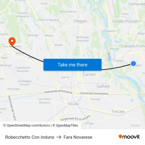 Robecchetto Con Induno to Fara Novarese map