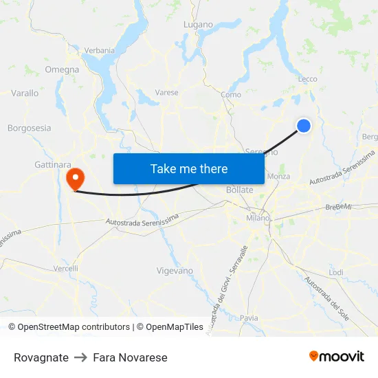 Rovagnate to Fara Novarese map