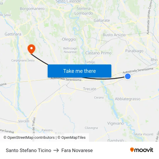 Santo Stefano Ticino to Fara Novarese map