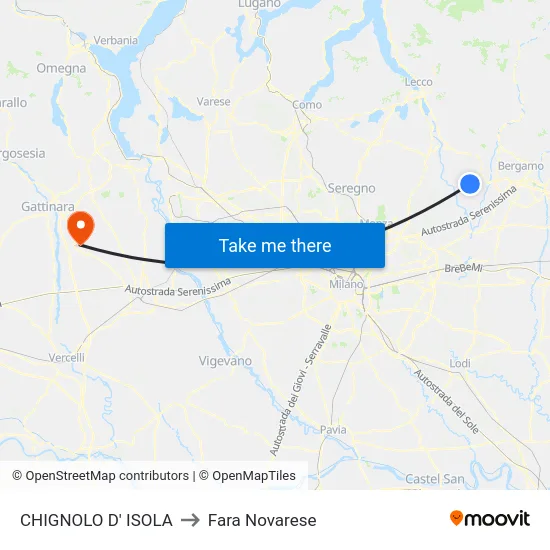 CHIGNOLO D' ISOLA to Fara Novarese map