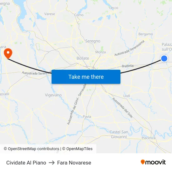 Cividate Al Piano to Fara Novarese map
