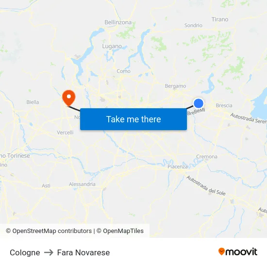 Cologne to Fara Novarese map