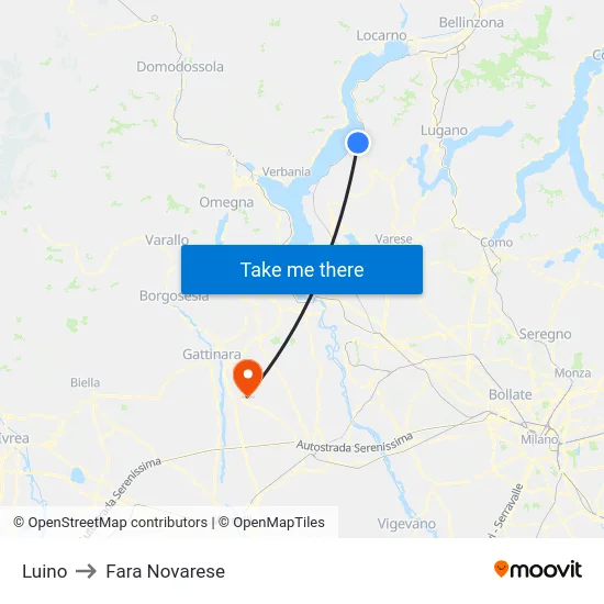 Luino to Fara Novarese map