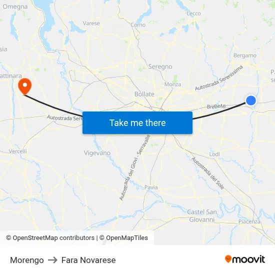 Morengo to Fara Novarese map