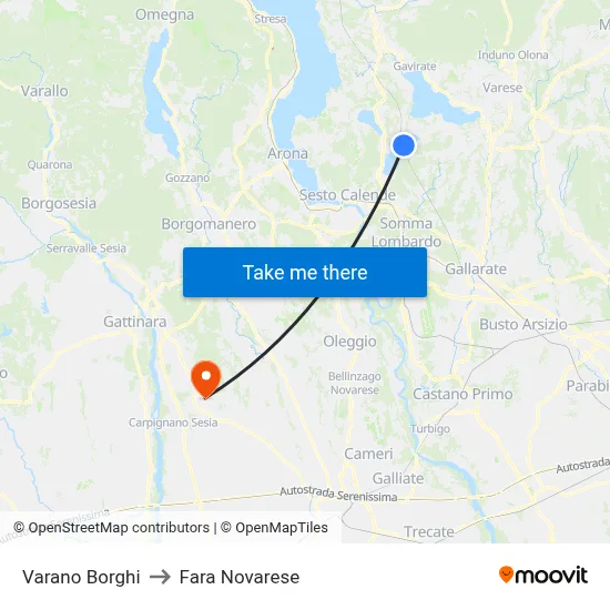 Varano Borghi to Fara Novarese map