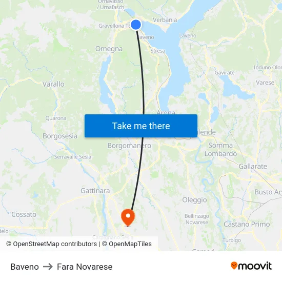 Baveno to Fara Novarese map