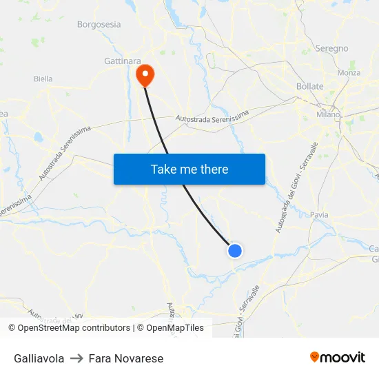 Galliavola to Fara Novarese map