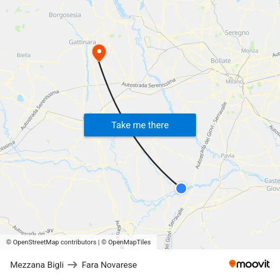 Mezzana Bigli to Fara Novarese map