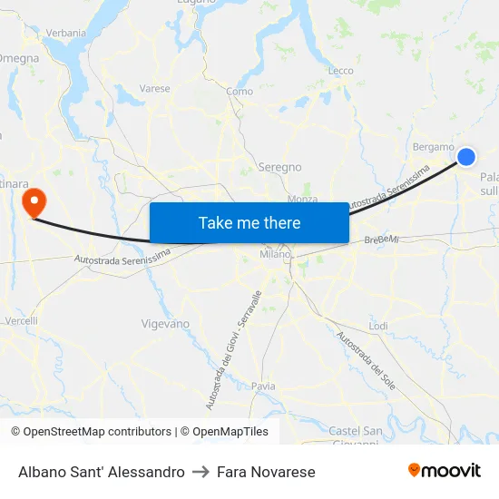 Albano Sant' Alessandro to Fara Novarese map