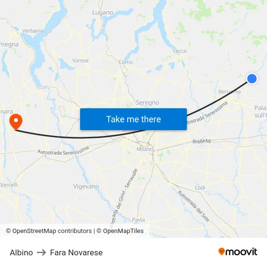 Albino to Fara Novarese map