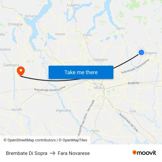 Brembate Di Sopra to Fara Novarese map