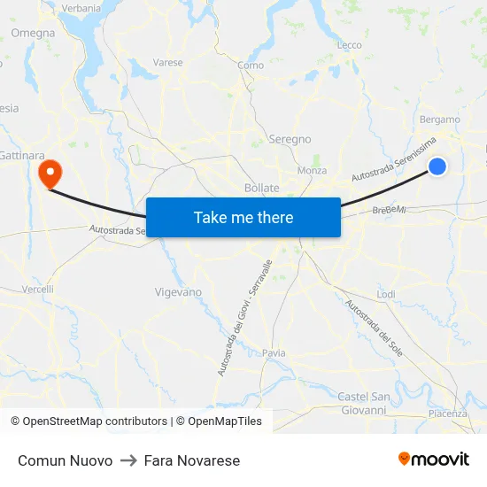 Comun Nuovo to Fara Novarese map