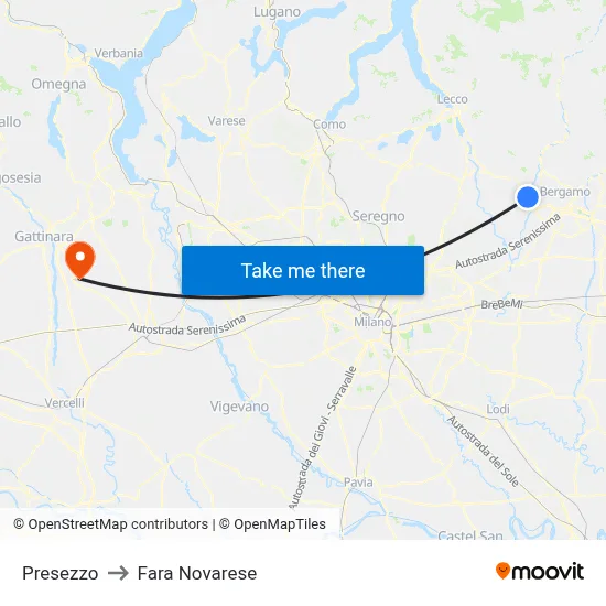 Presezzo to Fara Novarese map