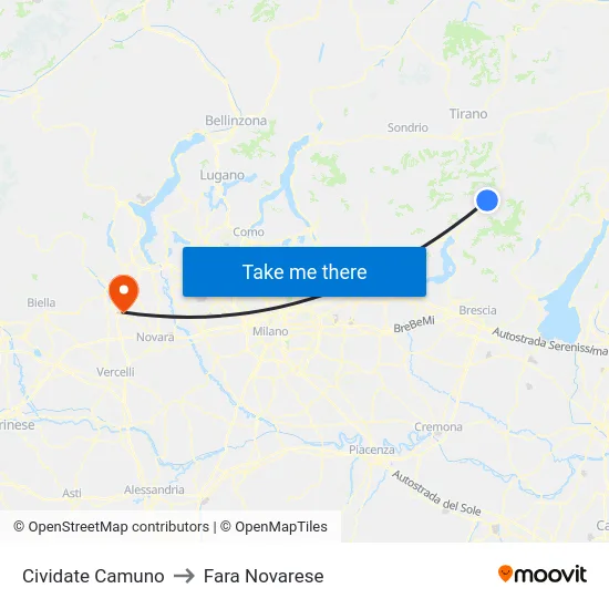 Cividate Camuno to Fara Novarese map