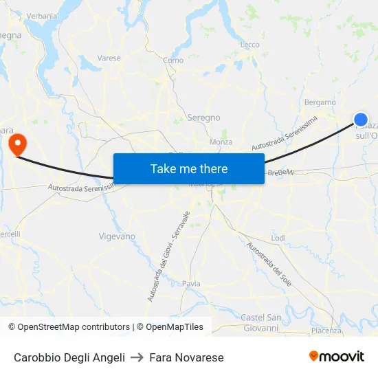 Carobbio Degli Angeli to Fara Novarese map