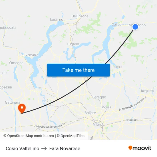 Cosio Valtellino to Fara Novarese map