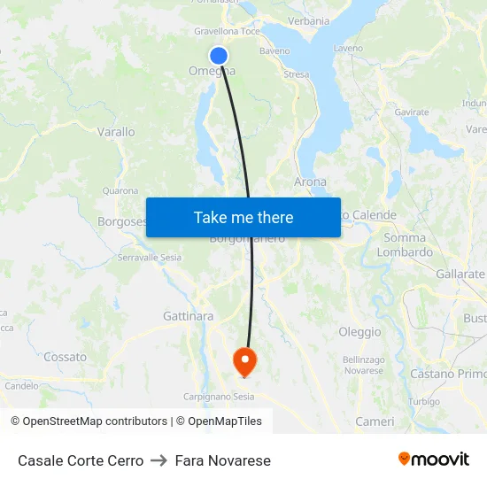Casale Corte Cerro to Fara Novarese map