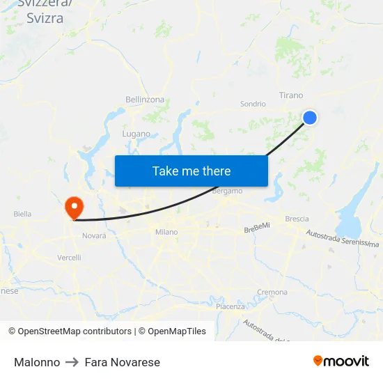 Malonno to Fara Novarese map