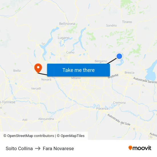 Solto Collina to Fara Novarese map