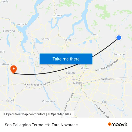 San Pellegrino Terme to Fara Novarese map