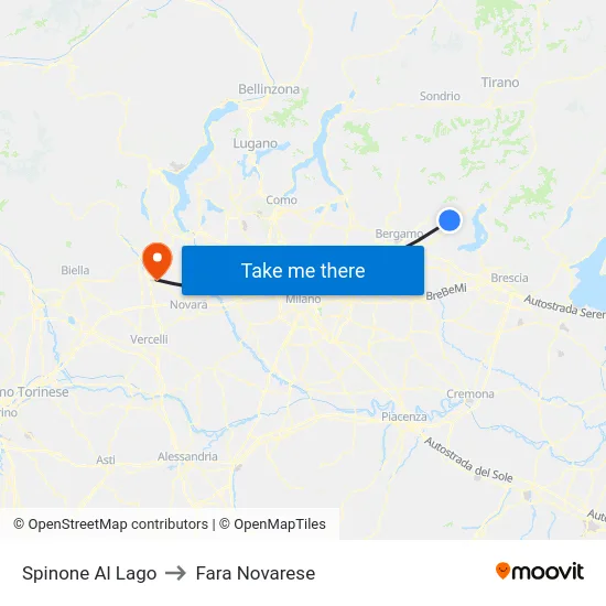 Spinone Al Lago to Fara Novarese map