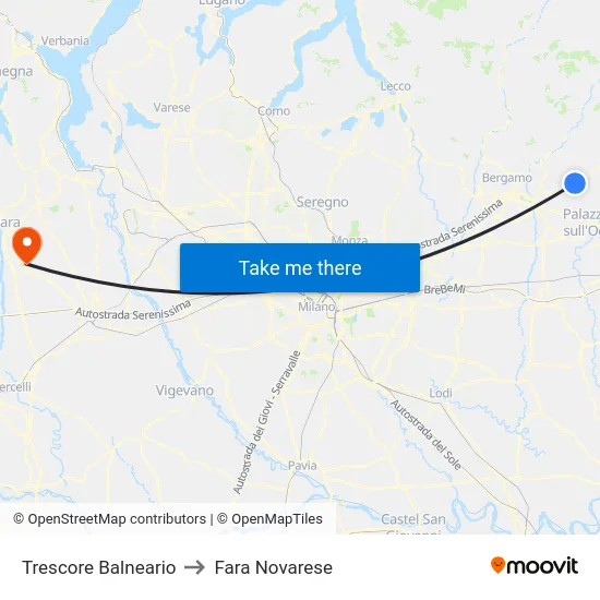 Trescore Balneario to Fara Novarese map