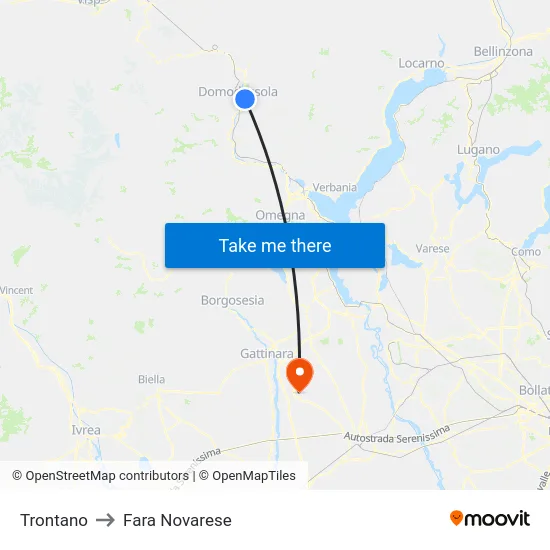 Trontano to Fara Novarese map