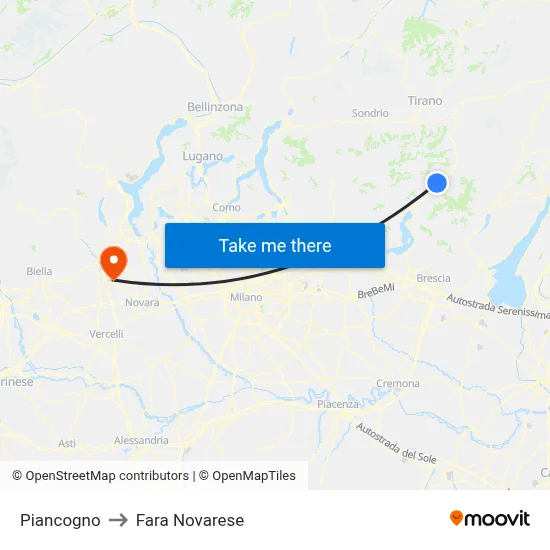 Piancogno to Fara Novarese map