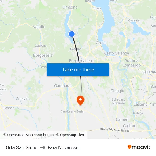 Orta San Giulio to Fara Novarese map