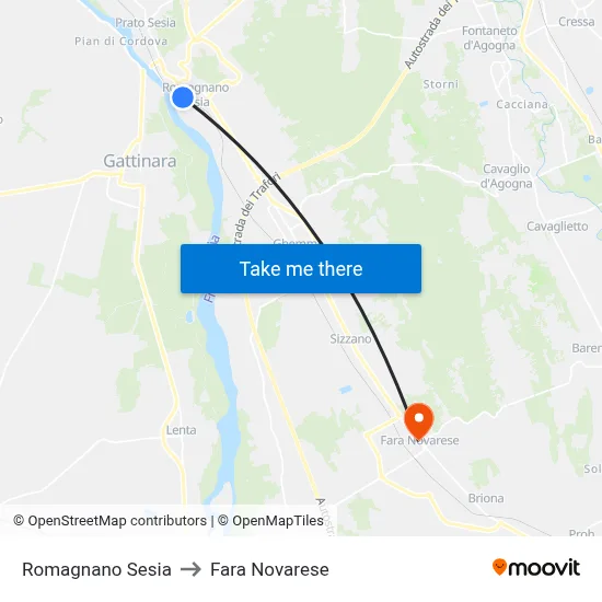 Romagnano Sesia to Fara Novarese map