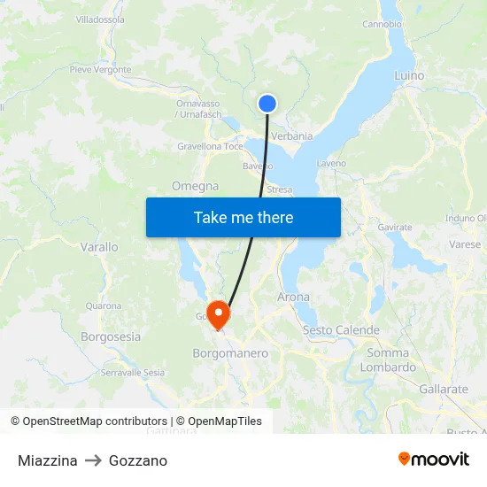 Miazzina to Gozzano map
