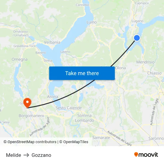 Melide to Gozzano map