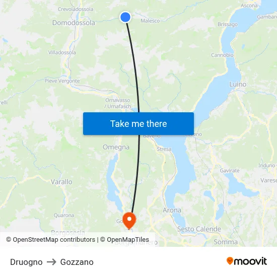 Druogno to Gozzano map