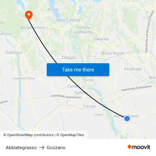 Abbiategrasso to Gozzano map