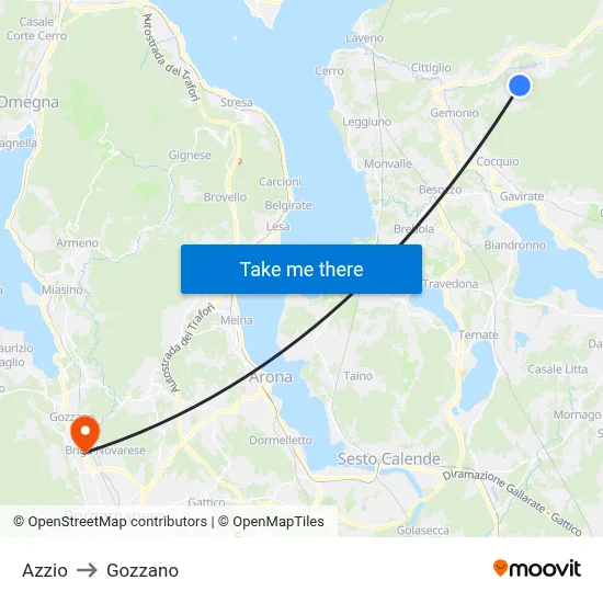 Azzio to Gozzano map