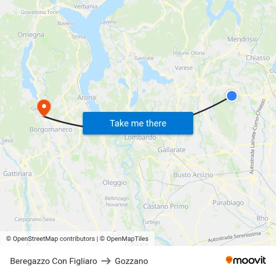 Beregazzo Con Figliaro to Gozzano map