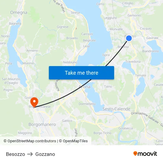 Besozzo to Gozzano map