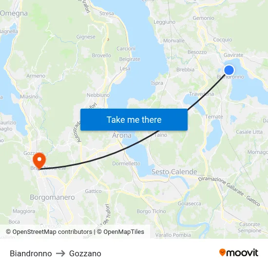 Biandronno to Gozzano map