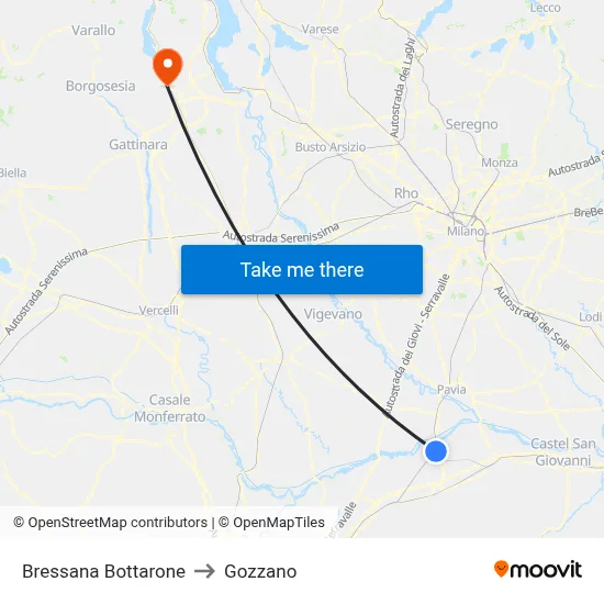 Bressana Bottarone to Gozzano map
