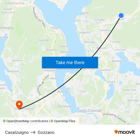 Casalzuigno to Gozzano map
