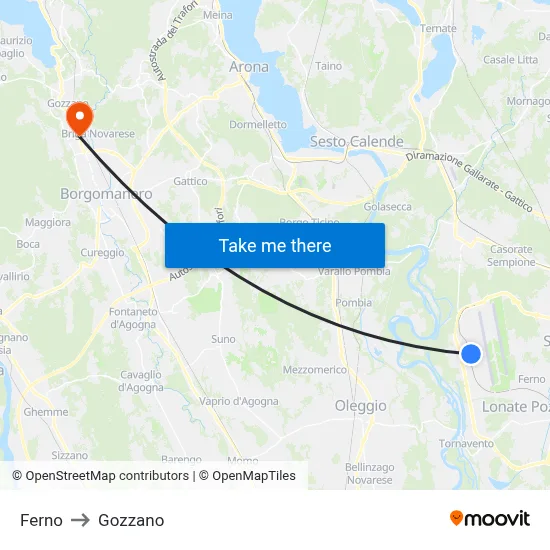 Ferno to Gozzano map