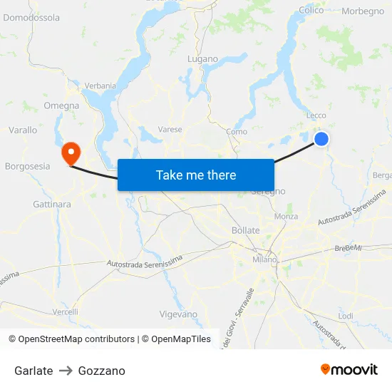 Garlate to Gozzano map