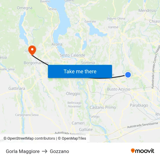 Gorla Maggiore to Gozzano map