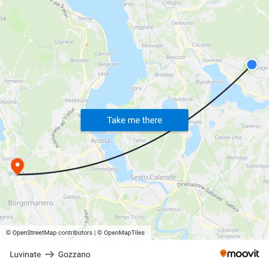 Luvinate to Gozzano map