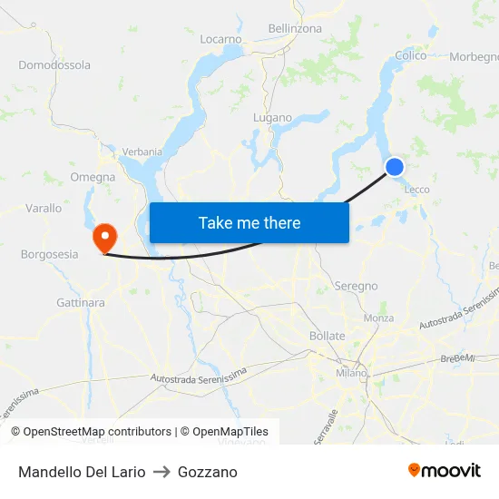 Mandello Del Lario to Gozzano map