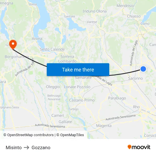 Misinto to Gozzano map