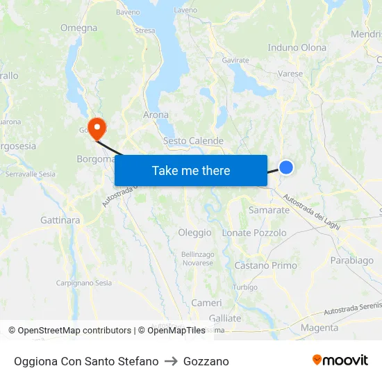 Oggiona Con Santo Stefano to Gozzano map