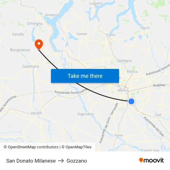 San Donato Milanese to Gozzano map