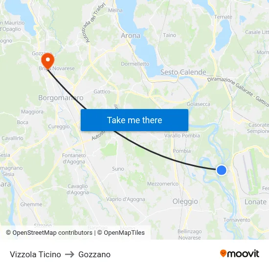 Vizzola Ticino to Gozzano map