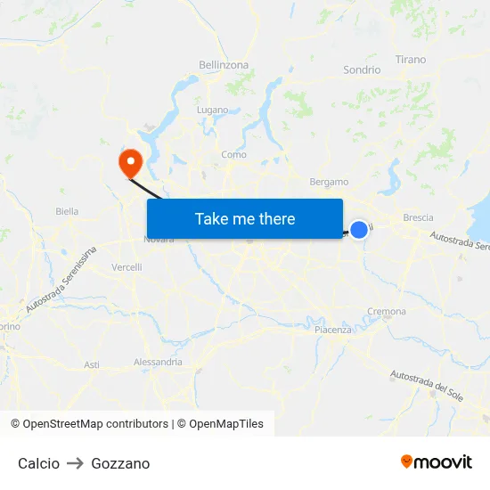 Calcio to Gozzano map